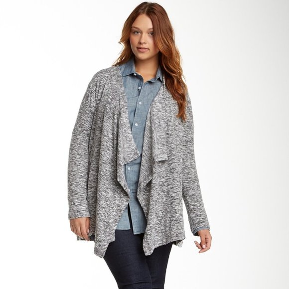 Wallpapher Sweaters - WallpapHer Shawl Collar Heathered Knit Cardigan